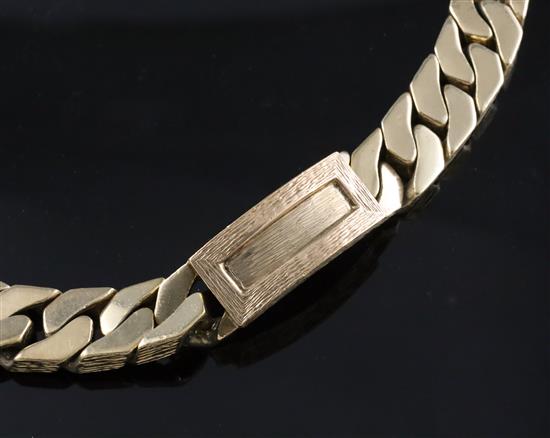 A 1970s heavy part textured 9ct gold curblink identity bracelet, 229.7 grams.